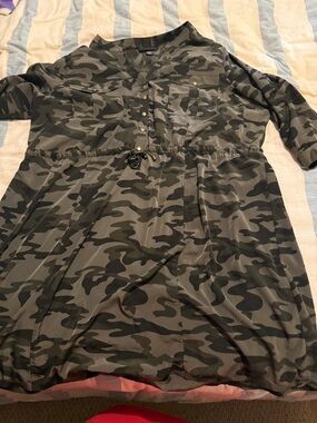 Lane Bryant Camo Utility Shirt Dress - Olive Green 26/28 plus